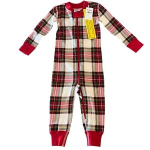 NWT Hanna Andersson Pajama Sleeper Unisex 80cm 18-24mos Plaid 100% Organic Cotto